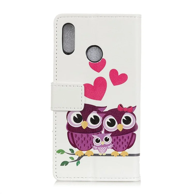 Pattern Printing Stand Leather Wallet Mobile Case for Xiaomi Mi 8 SE (5.88-inch) - Sweet Owl Family