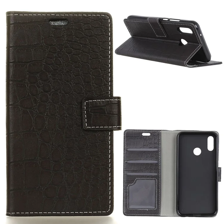 Vintage Crocodile Texture PU Leather Wallet Flip Case for Xiaomi Mi 8 SE (5.88-inch) - Black