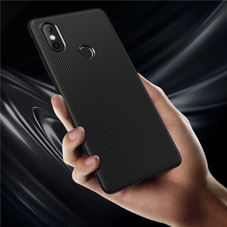 Twill Texture Silicone Mobile Phone Shell for Xiaomi Mi 8 SE (5.88-inch) - Black