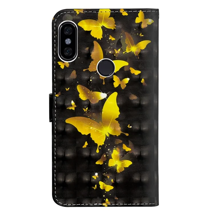Pattern Printing Leather Wallet Case for Xiaomi Redmi S2 / Y2 - Butterfly Pattern