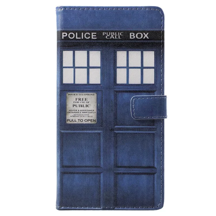 Pattern Printing PU Leather Phone Cover for Xiaomi Mi 8 (6.21-inch) - Police Public Call Box