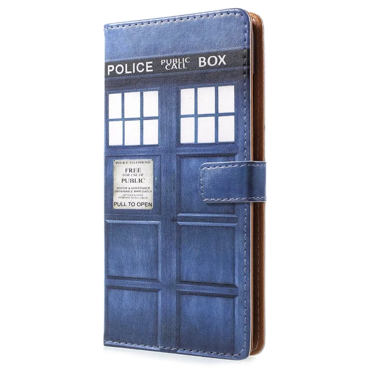 Pattern Printing PU Leather Phone Cover for Xiaomi Mi 8 (6.21-inch) - Police Public Call Box