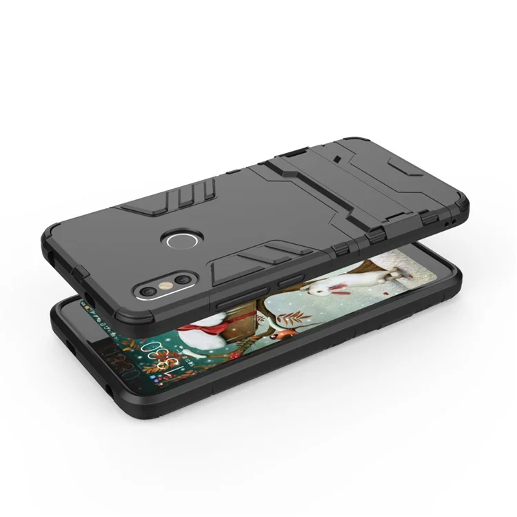 Black - Cool Guard Plastic TPU Hybrid Mobile Phone Case with Kickstand for Xiaomi Redmi S2 / Y2