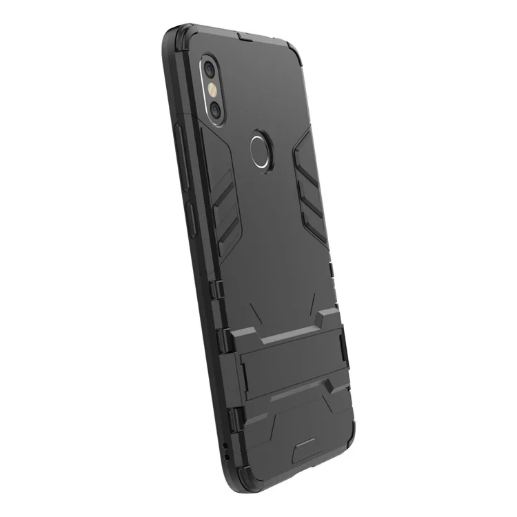Black - Cool Guard Plastic TPU Hybrid Mobile Phone Case with Kickstand for Xiaomi Redmi S2 / Y2