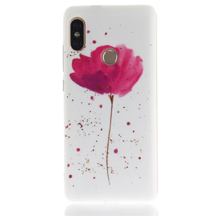 Pattern Printing IMD TPU Soft Casing Shell for Xiaomi Redmi Note 5 Pro (Dual Camera) / Redmi Note 5 (China) - Red Flower