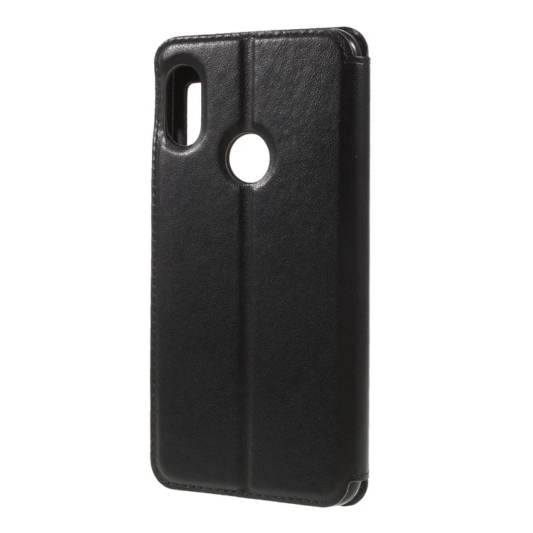 ROAR KOREA Noble Leather View Window Stand Folio Case for Xiaomi Redmi Note 5 Pro (Dual Camera) / Redmi Note 5 (China) - Black