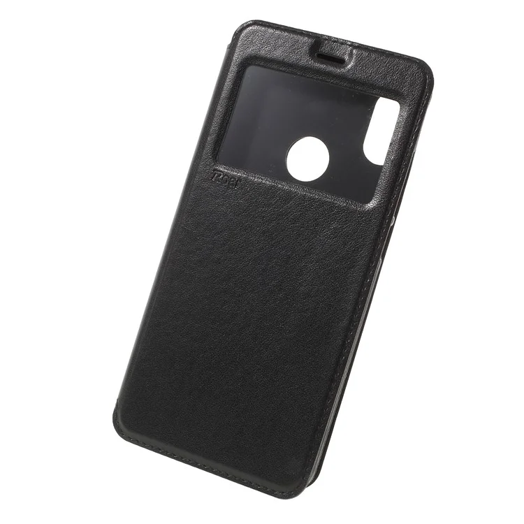 ROAR KOREA Noble Leather View Window Stand Folio Case for Xiaomi Redmi Note 5 Pro (Dual Camera) / Redmi Note 5 (China) - Black