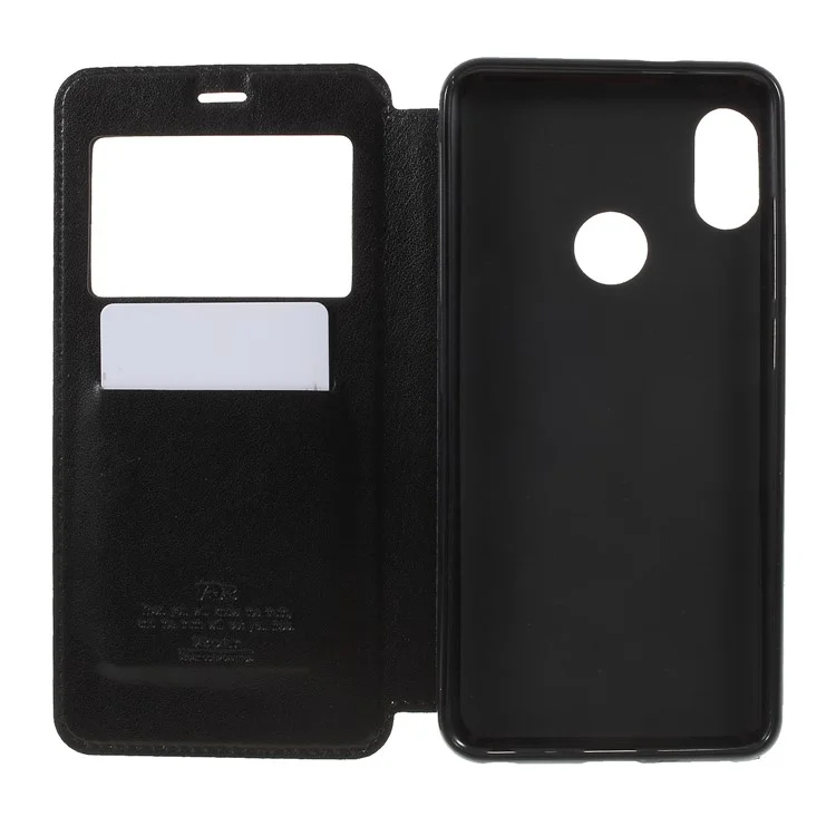 ROAR KOREA Noble Leather View Window Stand Folio Case for Xiaomi Redmi Note 5 Pro (Dual Camera) / Redmi Note 5 (China) - Black
