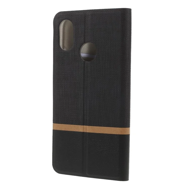 Cross Texture Card Holder Leather Mobile Phone Case for Xiaomi Mi 8 (6.21-inch) - Black