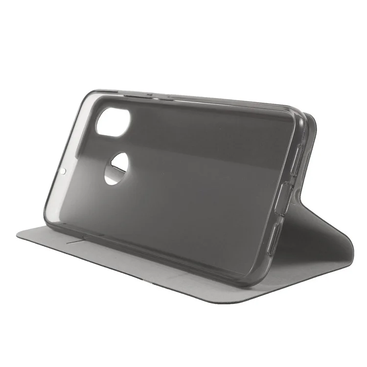 Cross Texture Card Holder Leather Mobile Phone Case for Xiaomi Mi 8 (6.21-inch) - Black