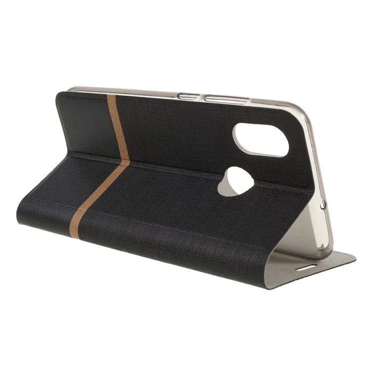 Cross Texture Card Holder Leather Mobile Phone Case for Xiaomi Mi 8 (6.21-inch) - Black