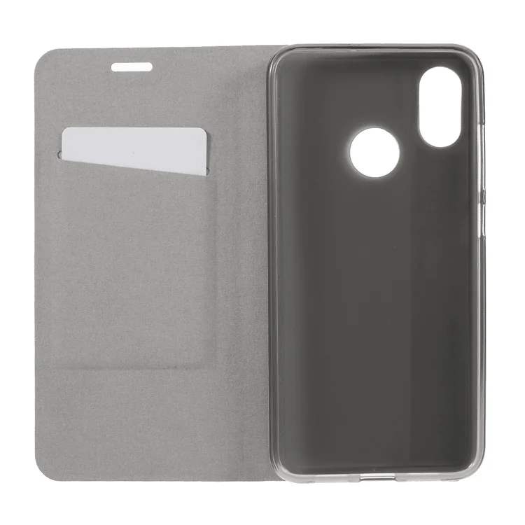 Cross Texture Card Holder Leather Mobile Phone Case for Xiaomi Mi 8 (6.21-inch) - Black