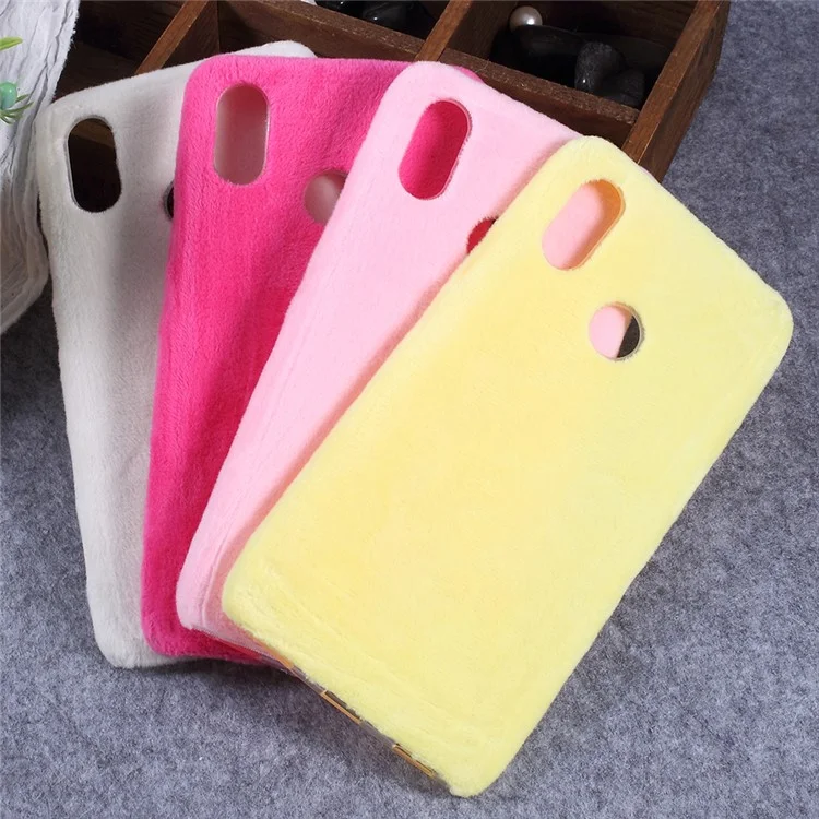 For Xiaomi Mi Max 3 Fluffy Fur Coated TPU Shell - White