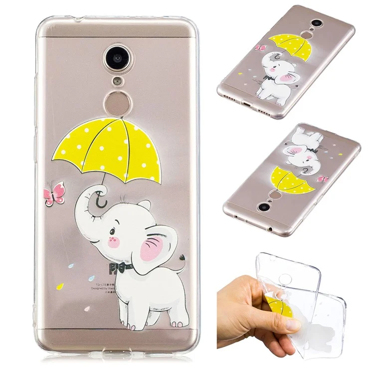 Pattern Printing TPU Protection Cell Phone Case for Xiaomi Redmi 5 - Elephant Holding an Umbrella