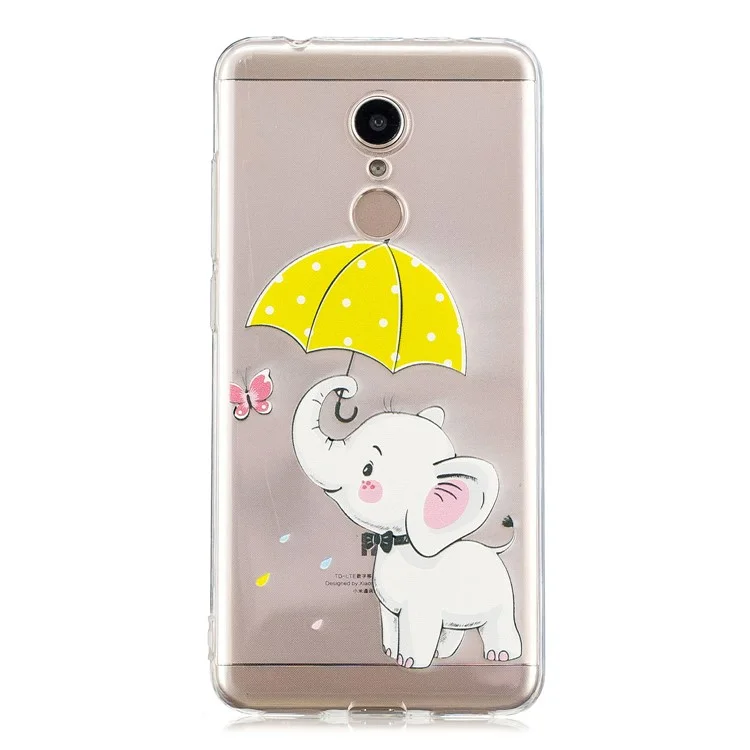 Pattern Printing TPU Protection Cell Phone Case for Xiaomi Redmi 5 - Elephant Holding an Umbrella