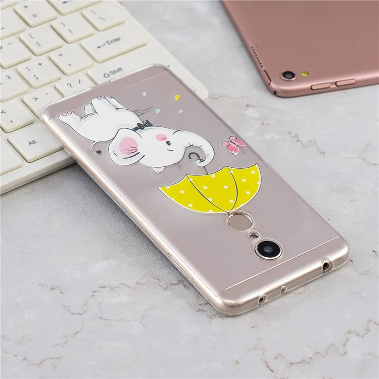 Pattern Printing TPU Protection Cell Phone Case for Xiaomi Redmi 5 - Elephant Holding an Umbrella