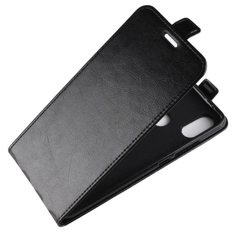 Crazy Horse Versical Flip Cuero Con Ranura Para Cartas Para Xiaomi Mi 6x / Mi A2 - Negro