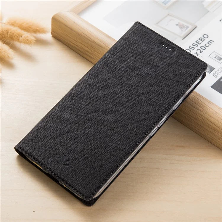 VILI DMX Cross Texture PU Leather Card Holder Cover for Xiaomi Mi 6X / Mi A2 - Black