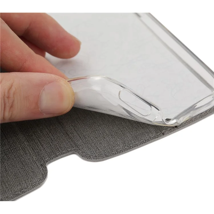 VILI DMX Cross Texture Card Holder Leather Stand Case for Xiaomi Redmi S2 / Y2 - Grey