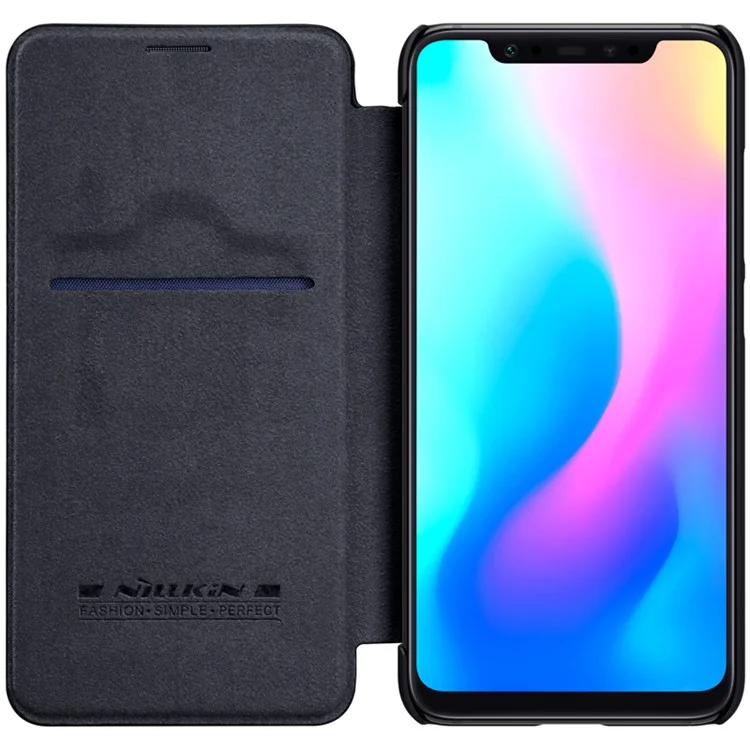 NILLKIN Qin Series Card Holder Leather Mobile Case for Xiaomi Mi 8 (6.21-inch) - Black