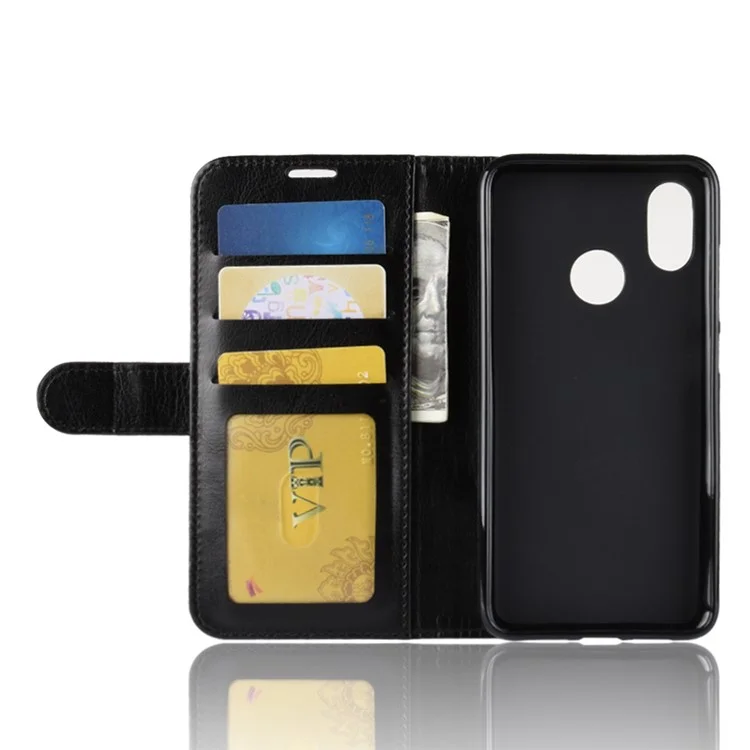 For Xiaomi Mi 8 (6.21-inch) Crazy Horse Stand Wallet Leather Case - Black