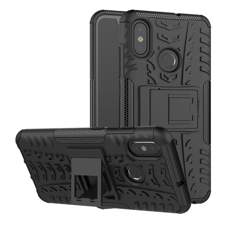 Snap-on Anti-slip PC + TPU Hybrid Cover Case with Kickstand for Xiaomi Mi 8 (6.21-inch) - Black