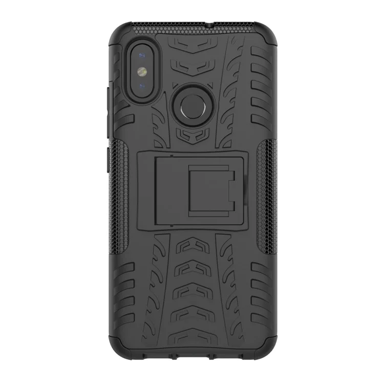 Snap-on Anti-slip PC + TPU Hybrid Cover Case with Kickstand for Xiaomi Mi 8 (6.21-inch) - Black