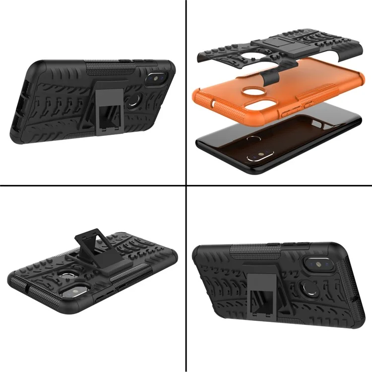 Snap-on Anti-slip PC + TPU Hybrid Cover Case with Kickstand for Xiaomi Mi 8 (6.21-inch) - Black