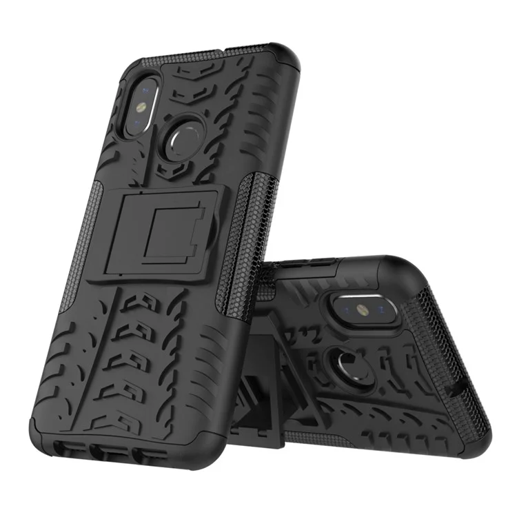 Snap-on Anti-slip PC + TPU Hybrid Cover Case with Kickstand for Xiaomi Mi 8 (6.21-inch) - Black