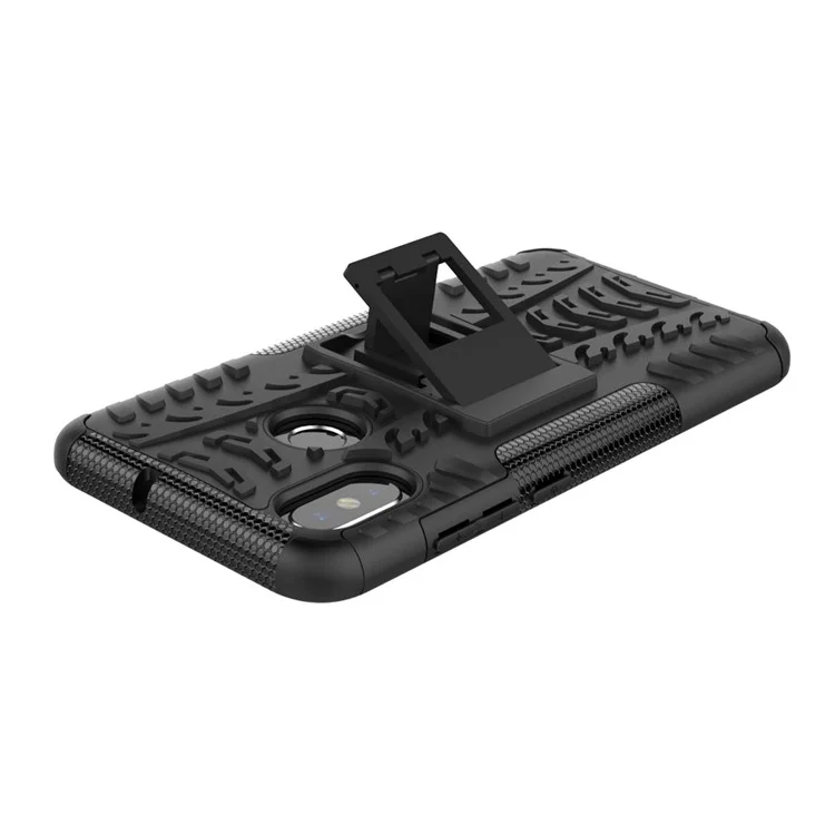 Snap-on Anti-slip PC + TPU Hybrid Cover Case with Kickstand for Xiaomi Mi 8 (6.21-inch) - Black