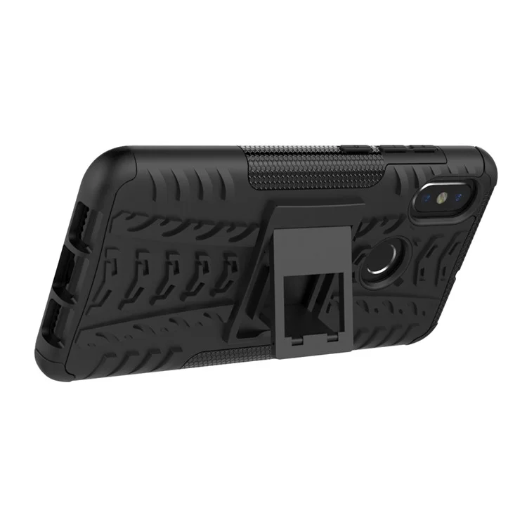 Snap-on Anti-slip PC + TPU Hybrid Cover Case with Kickstand for Xiaomi Mi 8 (6.21-inch) - Black