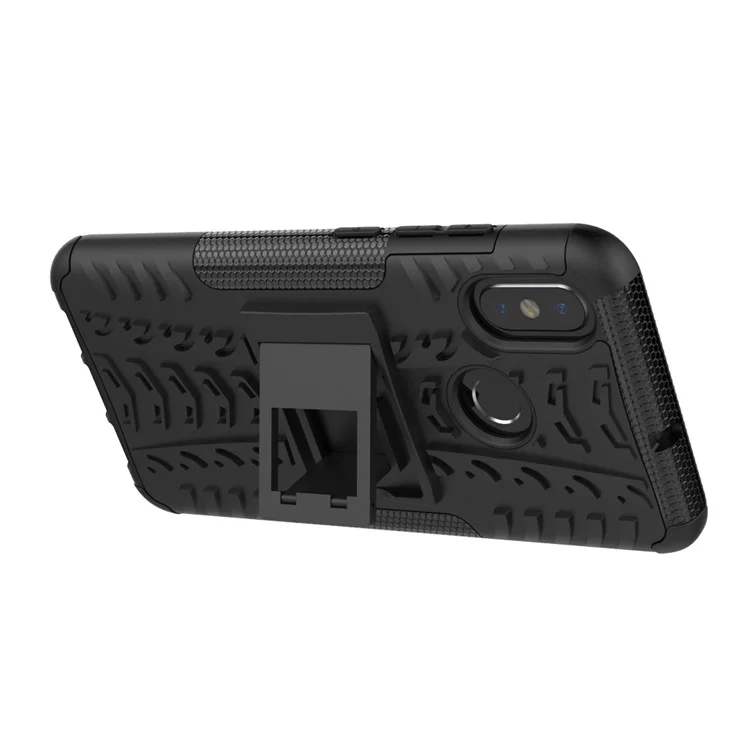 Snap-on Anti-slip PC + TPU Hybrid Cover Case with Kickstand for Xiaomi Mi 8 (6.21-inch) - Black