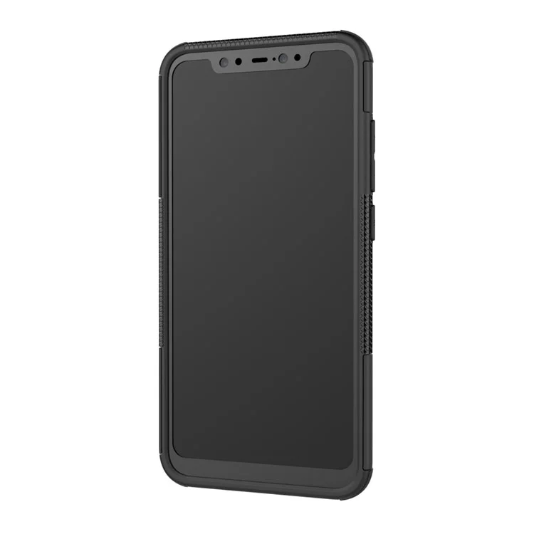 Snap-on Anti-slip PC + TPU Hybrid Cover Case with Kickstand for Xiaomi Mi 8 (6.21-inch) - Black