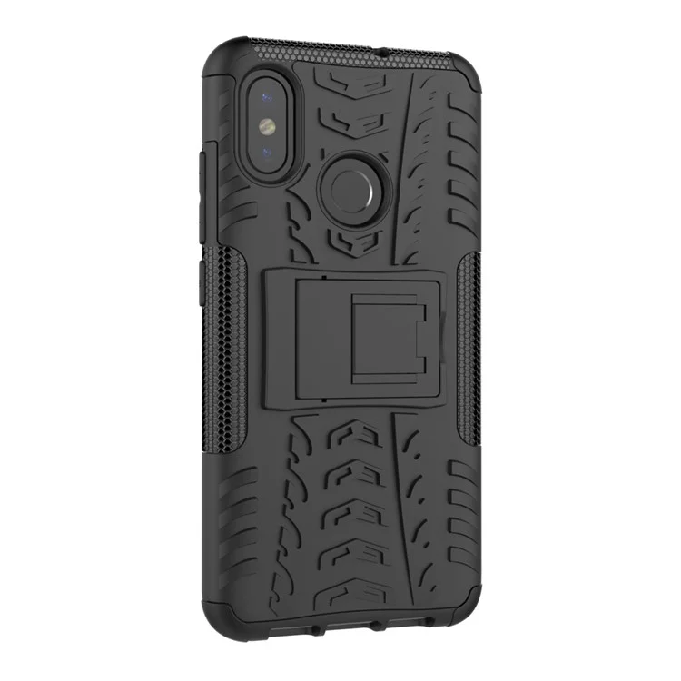 Snap-on Anti-slip PC + TPU Hybrid Cover Case with Kickstand for Xiaomi Mi 8 (6.21-inch) - Black