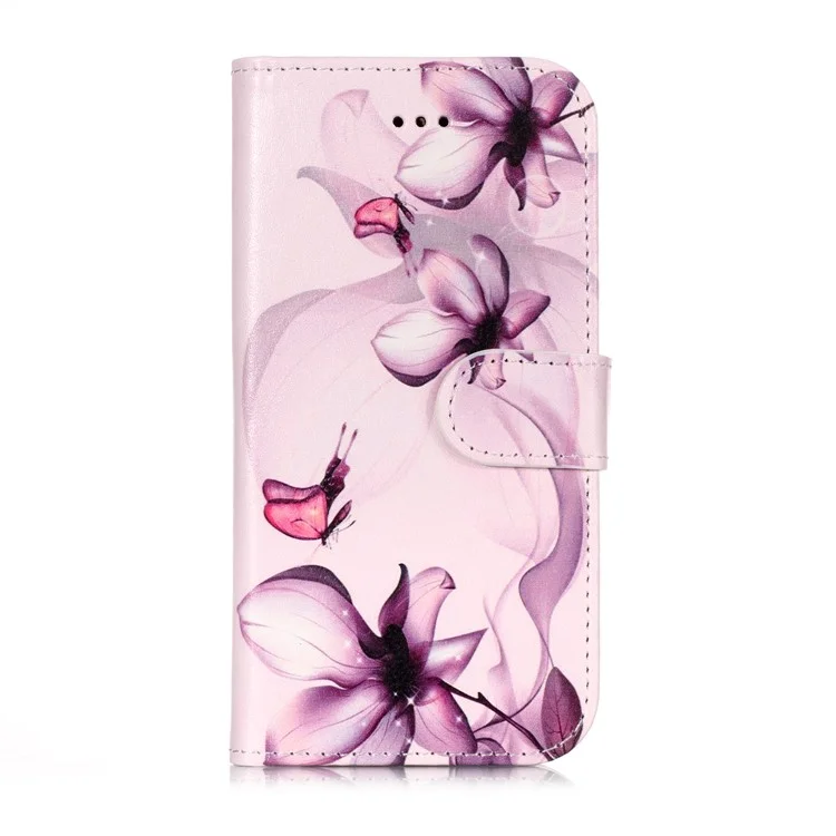 Patterned Leather Wallet Stand Phone Case for Xiaomi Redmi Note 5 Pro (Dual Camera) / Redmi Note 5 (China) - Purple Flower