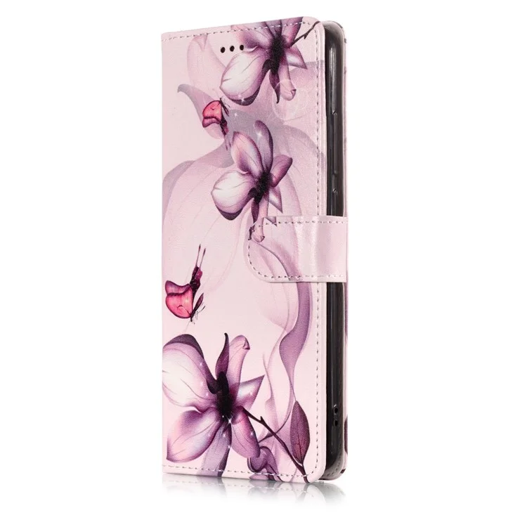 Patterned Leather Wallet Stand Phone Case for Xiaomi Redmi Note 5 Pro (Dual Camera) / Redmi Note 5 (China) - Purple Flower