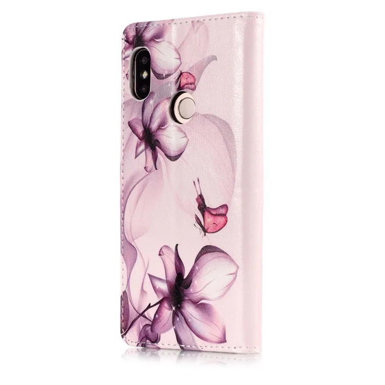 Patterned Leather Wallet Stand Phone Case for Xiaomi Redmi Note 5 Pro (Dual Camera) / Redmi Note 5 (China) - Purple Flower
