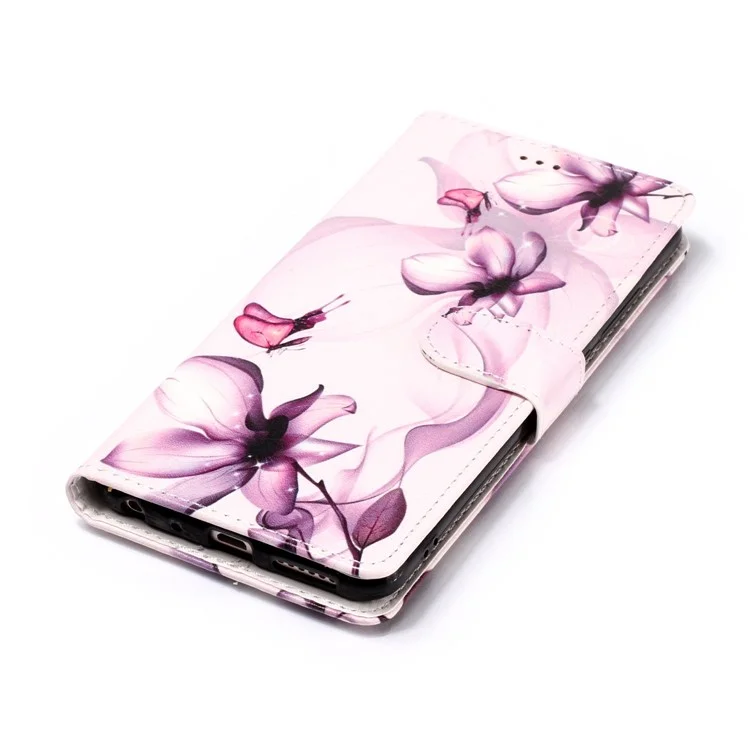 Patterned Leather Wallet Stand Phone Case for Xiaomi Redmi Note 5 Pro (Dual Camera) / Redmi Note 5 (China) - Purple Flower