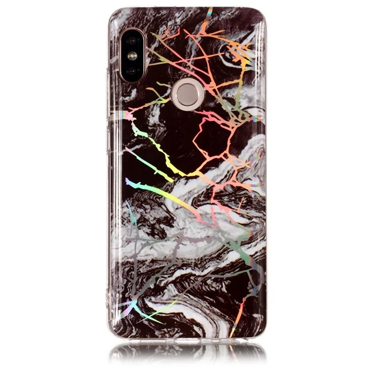 For Xiaomi Redmi Note 5 Pro (Dual Camera) / Redmi Note 5 (China) Marble Pattern Plated IMD TPU Cell Phone Case - Black / White