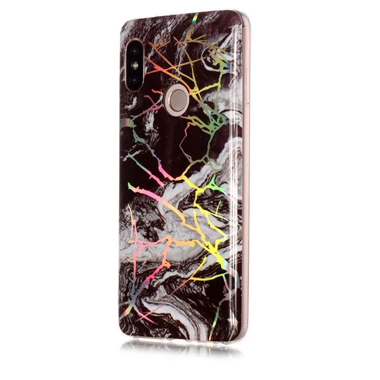 For Xiaomi Redmi Note 5 Pro (Dual Camera) / Redmi Note 5 (China) Marble Pattern Plated IMD TPU Cell Phone Case - Black / White
