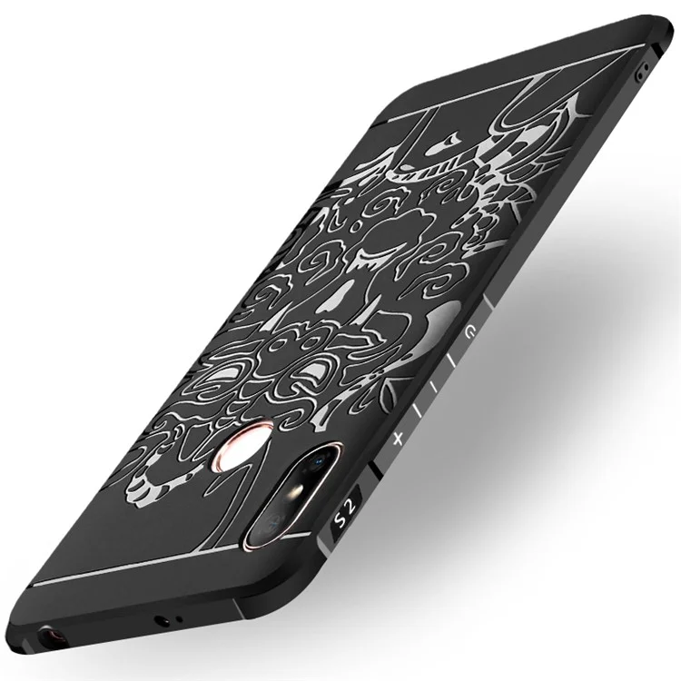 All-wrapped Drop-proof TPU Phone Case Accessory for Xiaomi Redmi S2 / Y2 - Dragon / Black