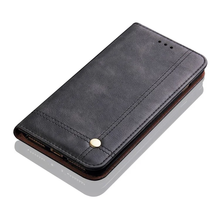 Auto-absorbed Vintage Crazy Horse Leather Wallet Stand Case for Xiaomi Mi 6X / Mi A2 - Black