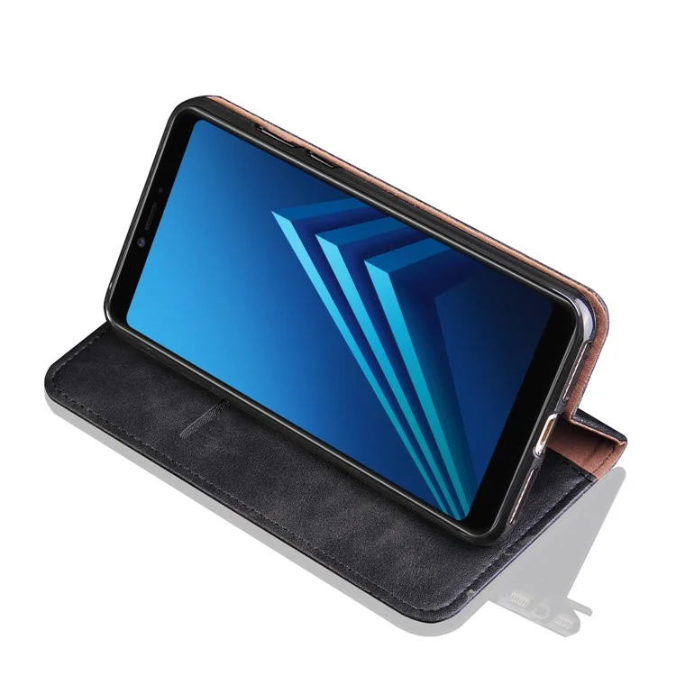 Auto-absorbed Vintage Crazy Horse Leather Wallet Stand Case for Xiaomi Mi 6X / Mi A2 - Black