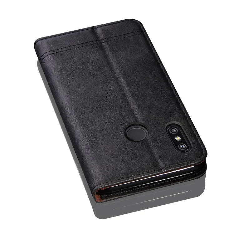 Auto-absorbed Vintage Crazy Horse Leather Wallet Stand Case for Xiaomi Mi 6X / Mi A2 - Black