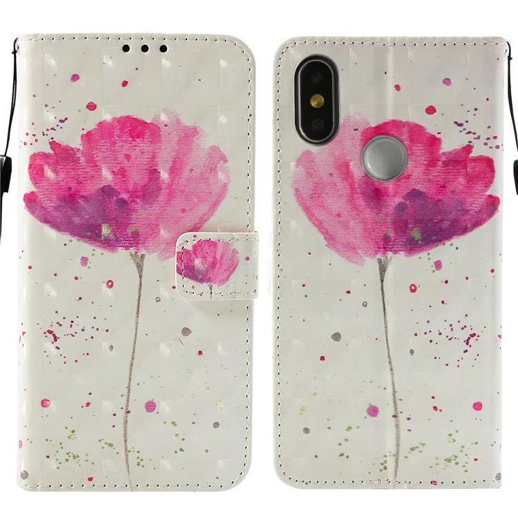 Pattern Printing Leather Wallet Cellphone Folio Case Cover for Xiaomi Mi 8 (6.21-inch) - Vivid Flower