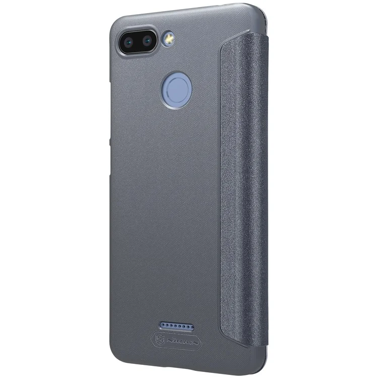 NILLKIN Sparkle Series View Window Leather Phone Case for Xiaomi Redmi 6 (Dual Camera: 12MP+5MP) - Grey