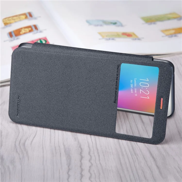 NILLKIN Sparkle Series View Window Leather Phone Case for Xiaomi Redmi 6 (Dual Camera: 12MP+5MP) - Grey