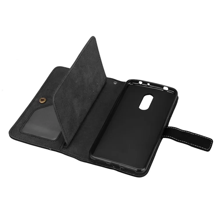 Matte Surface 9 Card Slots Leather Wallet Case for Xiaomi Redmi 5 - Black