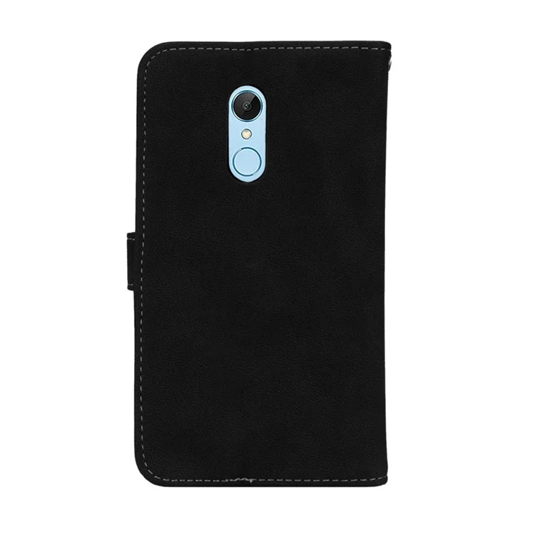 Matte Surface 9 Card Slots Leather Wallet Case for Xiaomi Redmi 5 - Black
