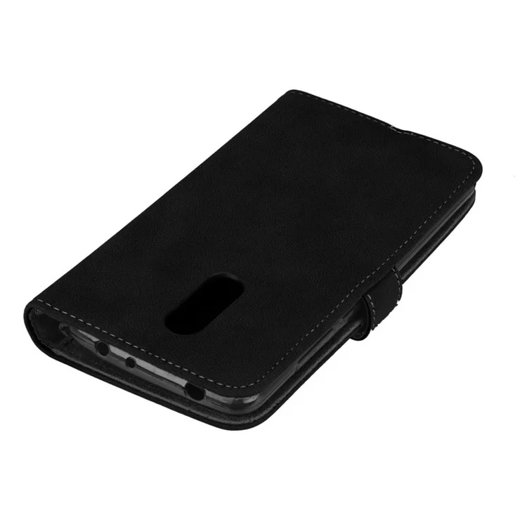 Matte Surface 9 Card Slots Leather Wallet Case for Xiaomi Redmi 5 - Black
